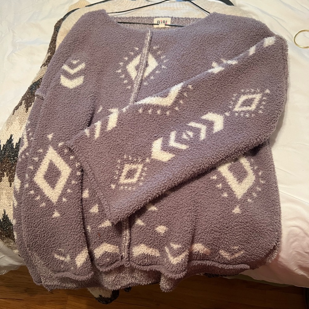Super cozy fluffy boho Aztec print sweater